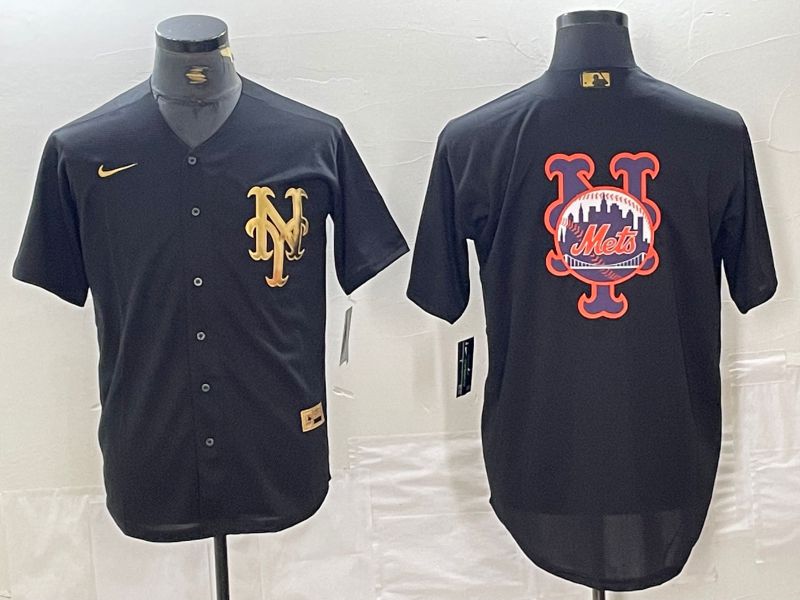 Men New York Mets Blank Black gold 4 th generation Nike 2024 MLB Jersey style 4